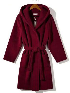Berkshire Sherpa Robe Hooded Plush Fleece Burgundy Lounge XL NWT